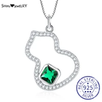 shipei 925 sterling silver gourd emerald created moissanite gemstone wedding party pendant necklace for women gifts wholesale