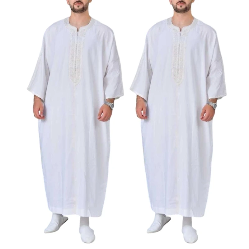 

2023 New Male Muslim Clothing Long Sleeves Robe Kaftan Saudi Arab Caftans Men Middle East Jubba Thobe Arabic Islamic Clothing