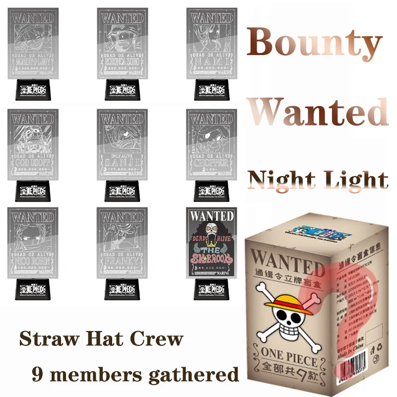 

One Piece Bounty Wanted Night Light Luffy Zoro Nami Sanji Lamp Soft Light Bedroom Bedside Piratesreward LED Children Toys Gift