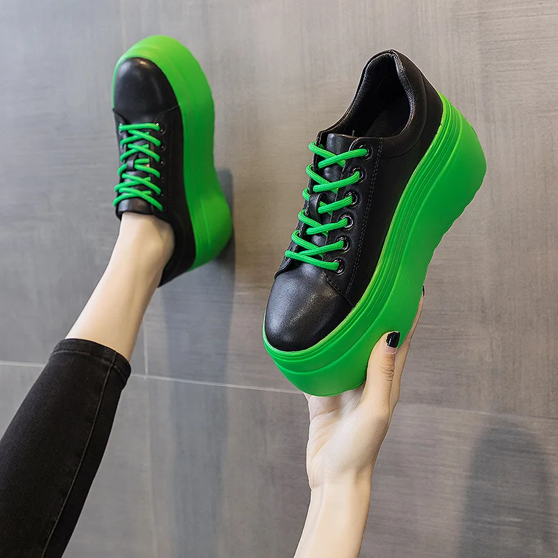 

Spring 2023 new platform platform shoes women's small white shoes height casual single shoes round head pure color platforms