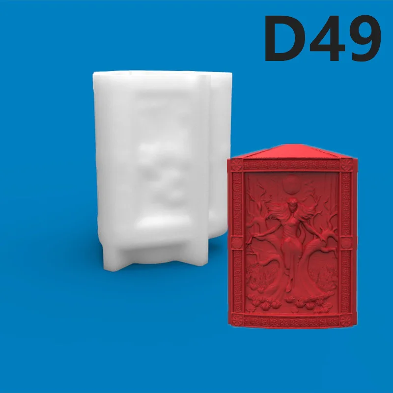 

D49 Virgin Box Relief Candle Silicone Mold Gypsum form Carving Art Aromatherapy Plaster Home Decoration Mold Wedding Gift Make