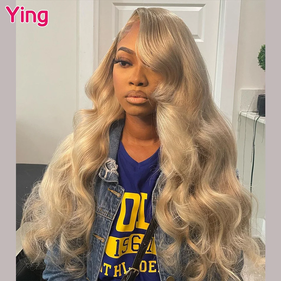 Ying Hair Ash Blonde 13x6 Body Wave Human Hair #613 Blonde Lace Frontal Wig 180% Brazilian Remy 13X4 Transparent Lace Front Wig