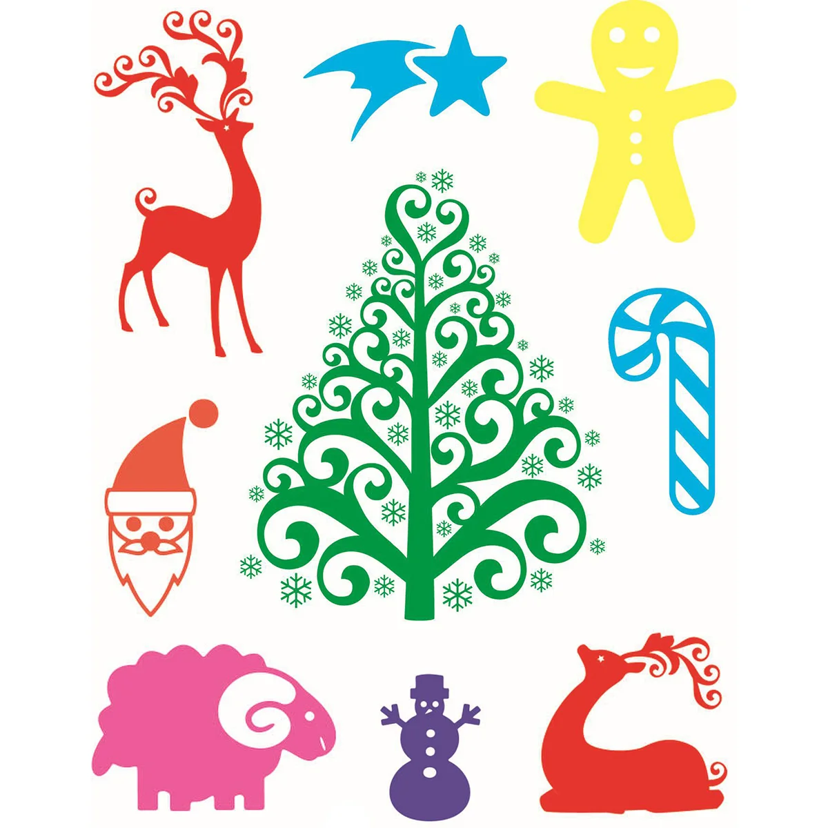 

10pcs Christmas Window Decals Wall Shop Window Stickers for Living Room Bedroom Cafe Office