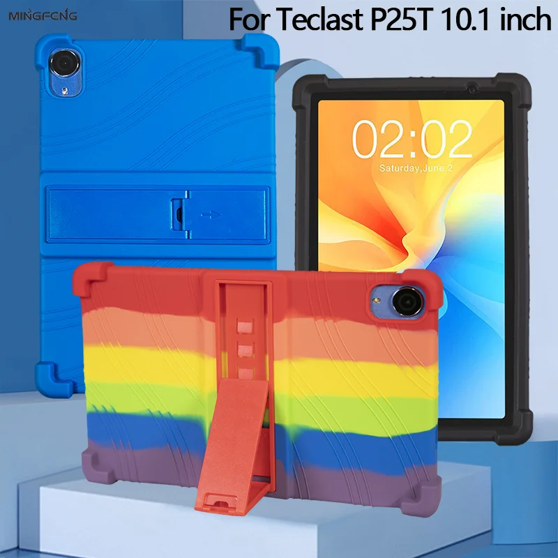 

4 Thicken Cornors Silicon Cover Case with Kickstand For Teclast P25T 2022 10.1" Tablet PC Shockproof Funda Kids Safety