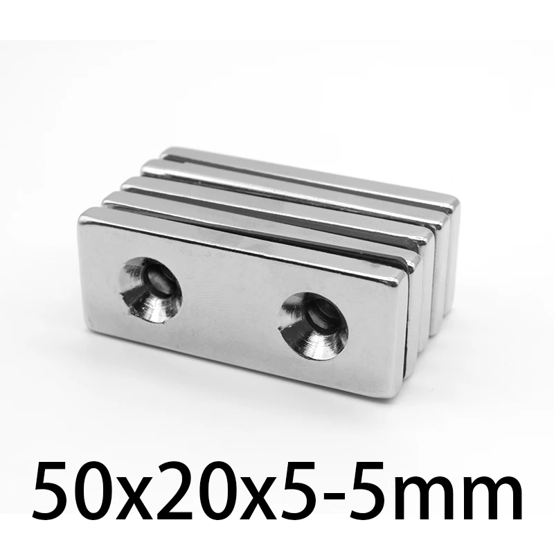 1/2/5/10 шт. 50x20x5-5 мм Большой ленточный блок с сильными магнитными отверстиями 5 50*20*5-5