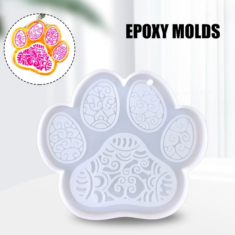 

DIY Epoxy Resin Casting Silicone Stencil Cute Dog Paw Keychain Template for Pendant Keychain Jewelry Making d88