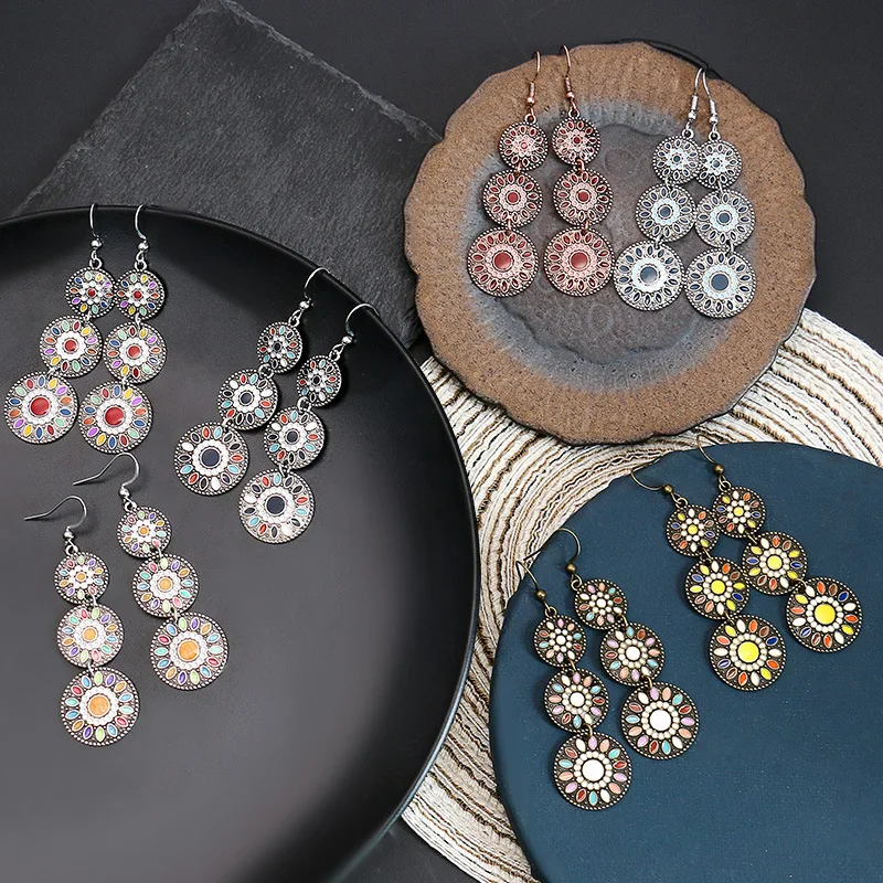 

Летние серьги Bijoux Этнические женские цветочные серьги-подвески в стиле ретро
