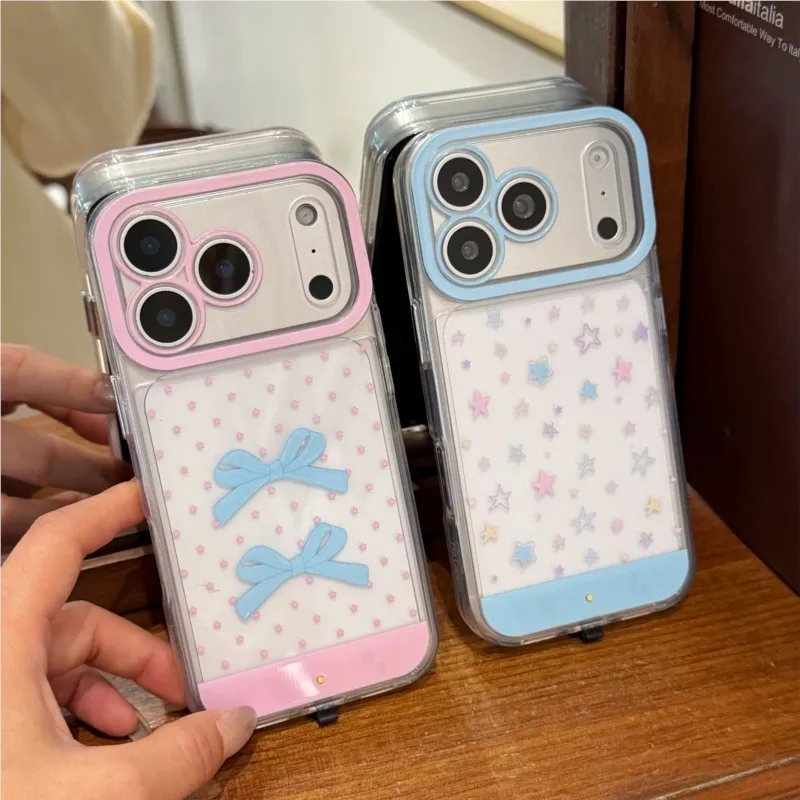 Фото Чехол для iPhone 11 12 13 14 15 16 17 Pro Max Plus Air XS Max с меняющим цвет светящимся бантом-звездой и подсветкой при звонке №2