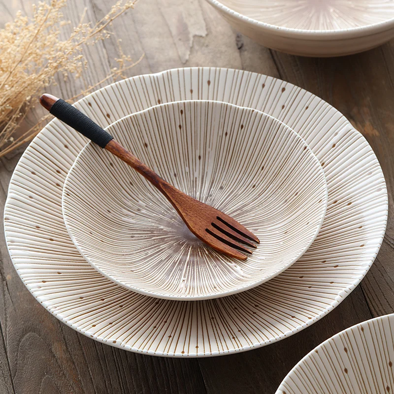 Керамическая обеденная тарелка в японском стиле тысяча сегментов 10 трав бытовые