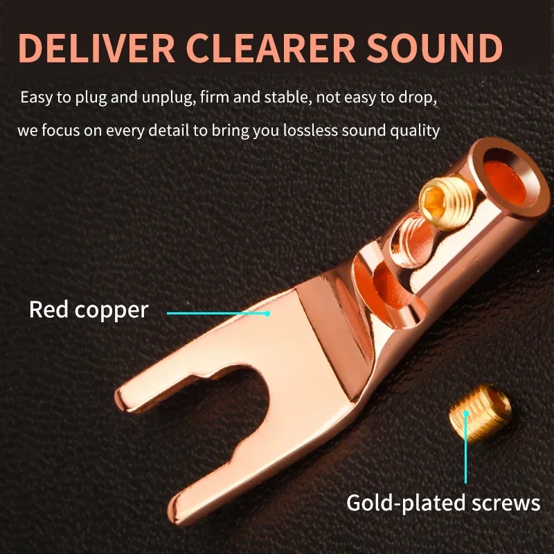 4 шт. U-образный разъем красная медь родиевое покрытие/позолоченный Y-образный Hi-Fi