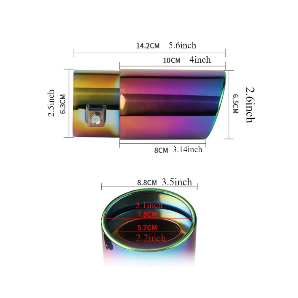 1 шт. 2 5-дюймовый наконечник для автомобильного глушителя хвостовой глушитель из