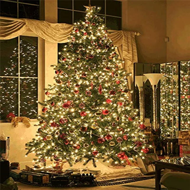 Светодиодная гирлянда на рождественскую елку, садовый шнурок с лампочками, новогодние подарки, уличное комнатное праздничное освещение, Св...