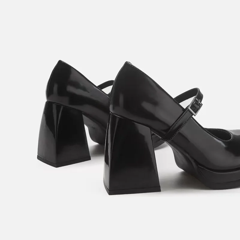Mary Jane High Heels Women Platform Punk Microfiber Leather Round Toe Summer Pumps Lolita Retro Super High 9cm Ladies Shoes
