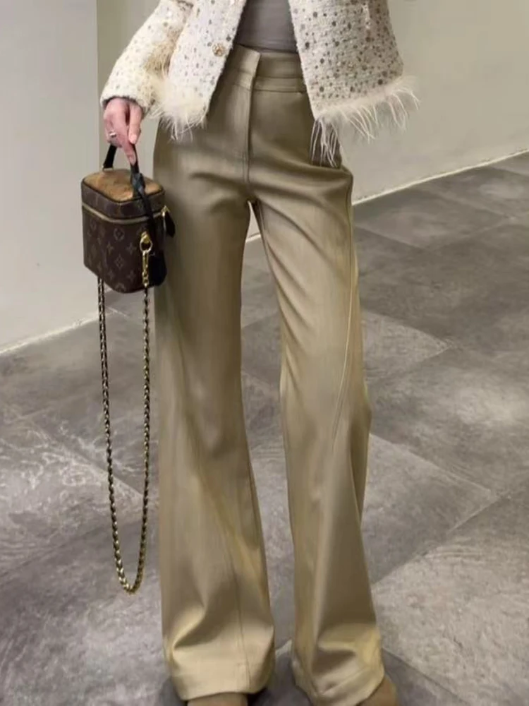 Европейские товары больших размеров маленькие прямые свободные брюки с высокой