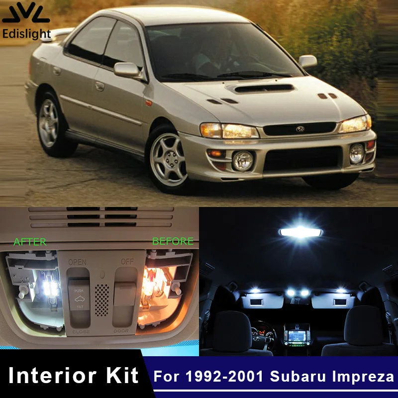 

9Pcs White Ice Blue Canbus LED Lamp Car Bulbs Interior Package Kit For 1992-2001 Subaru Impreza Map Dome Trunk Light