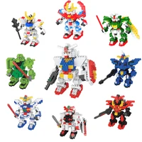 diy gundam mechanical warrior miniature diamond small particle building block assemble anime puzzle toys gifts for fans