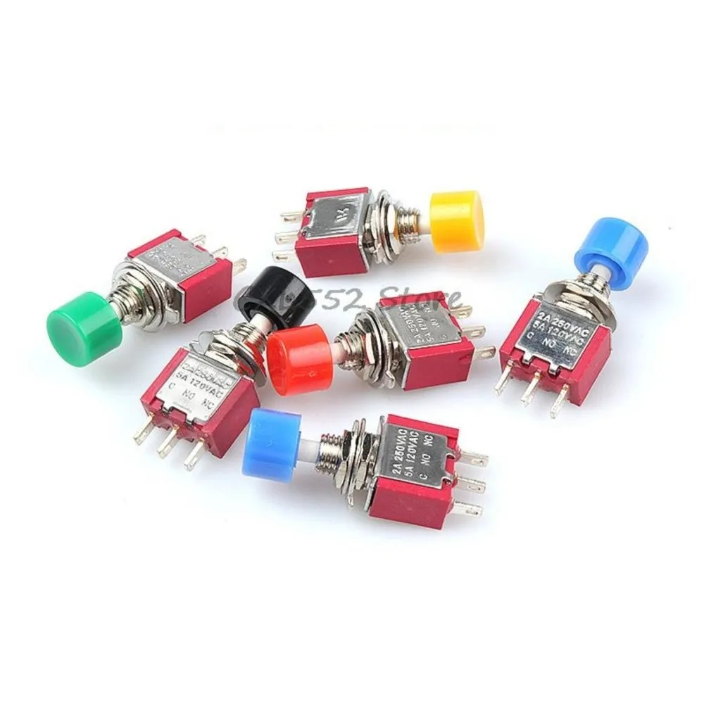 5 шт. DS-612/PS-102 6 мм 3-контактный мгновенный кнопочный переключатель с красной желтой
