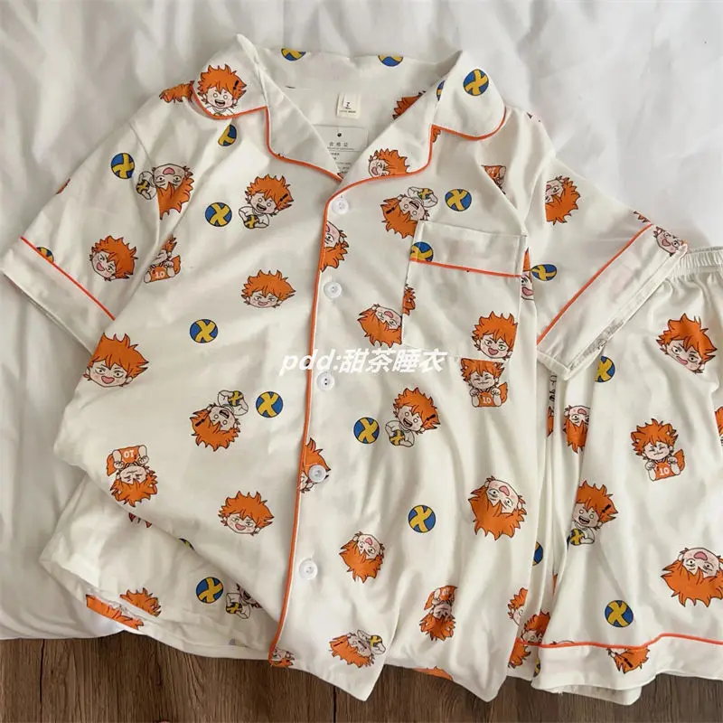 Свободная Пижама Haikyuu летние шорты для отдыха милый студенческий костюм пары