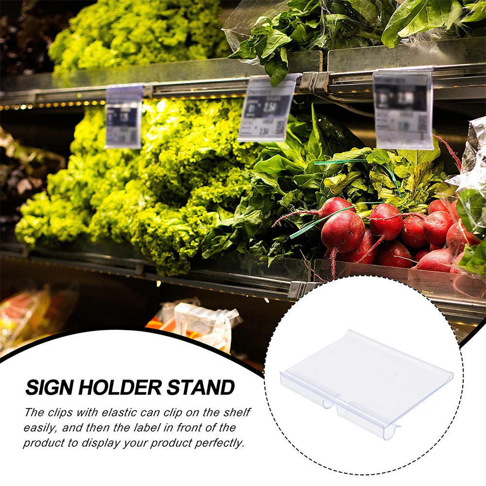 

50 Pcs Shelf Card Signage Plastic Basket Price Tag Display Holder Clip Pvc Market Storage Stand