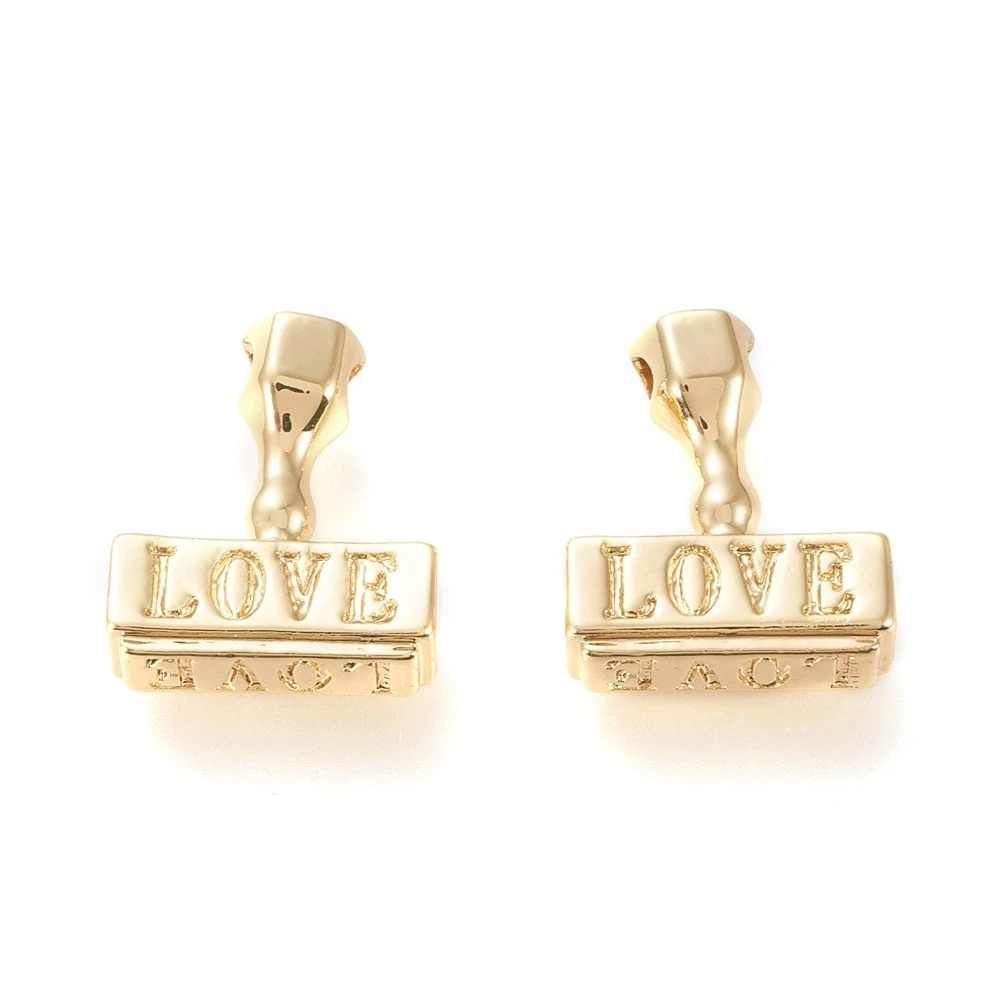 

1pcs Brass Pendants for Valentine's Day Long-Lasting Plated Hammer with Word Love Real 20K Gold Plated 15.5x13x4.5mm Hole: 2mm