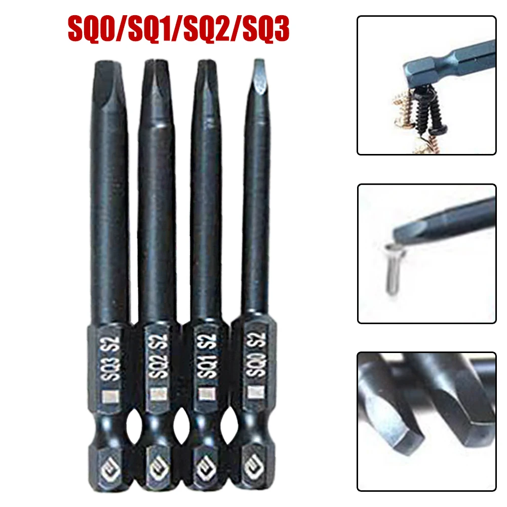 

65mm 6.35mm Shank Square Head Magnetic Screwdriver Bit SQ0 SQ1 SQ2 SQ3 For Manual Electric Screwdriver Hand Tools