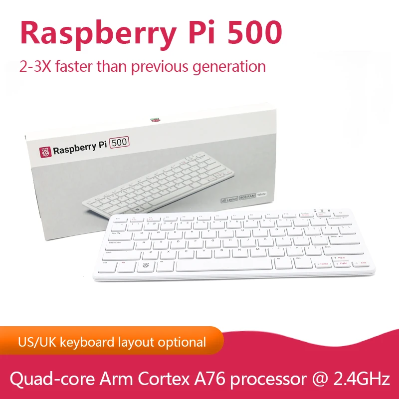 Официальная настольная клавиатура Raspberry Pi 500 опционально для макета США и
