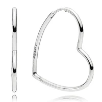 authentic 925 sterling silver sparkling asymmetric hearts of love hoop earrings for women wedding gift pandora jewelry