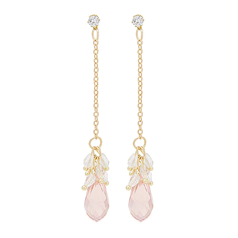 

Natural Stone Women Wedding Earrings Crystal Stud Earrings For Lady Water Drop Dangle Pendientes Mujer Ear Jewelry Christmas