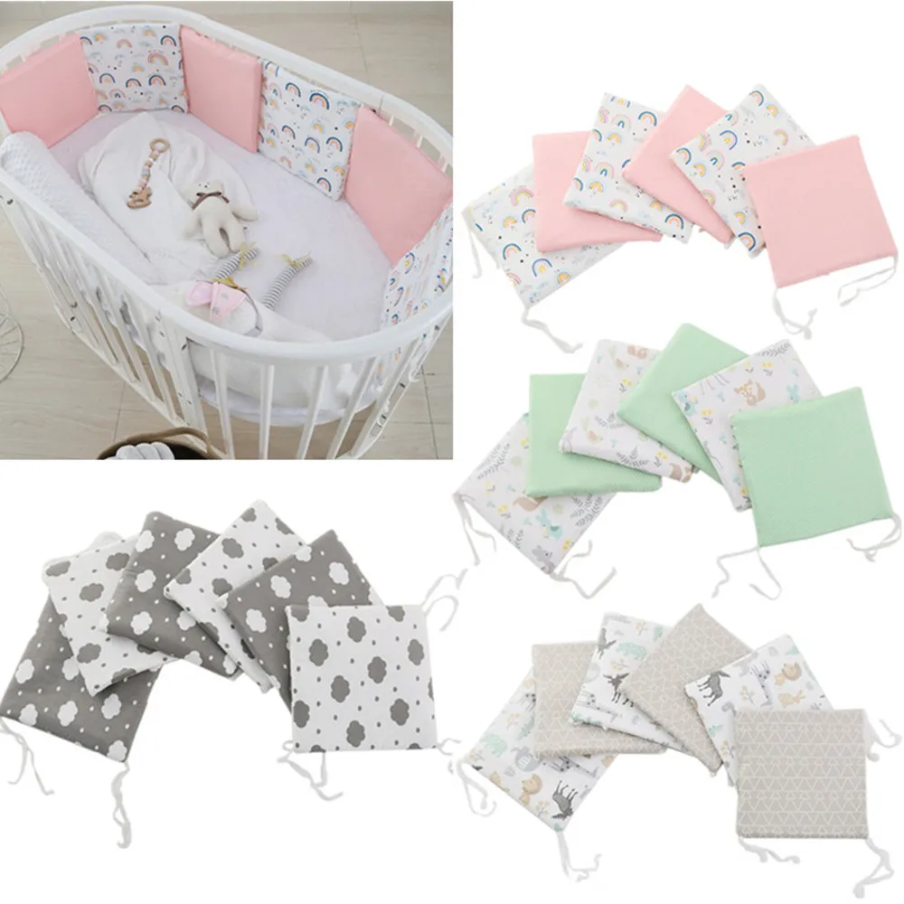 

6pcs Pure Cotton Crib Bed Surround Baby Bumpers Anti-collision Kit Newborn Bed Surrounding Protector Bedding Around Cushion Cot