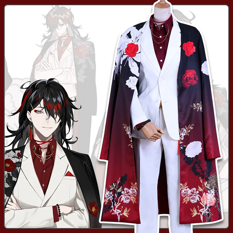 

Vtuber Hololive vox Akuma cosplay anime costume Halloween party set luxiem vox Akuma kimono cloak suit set