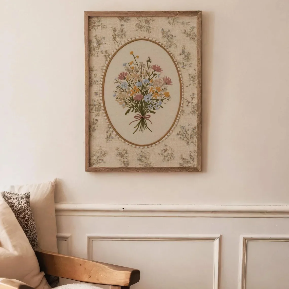 

Винтажный букет полевых цветов на холсте