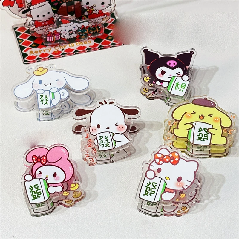 

Sanrio Kawaii Kuromi Paperclip Pochacco Hello Kitty 6 Pcs Student Information Corner Clip Folder Book Clip Storage Stationery