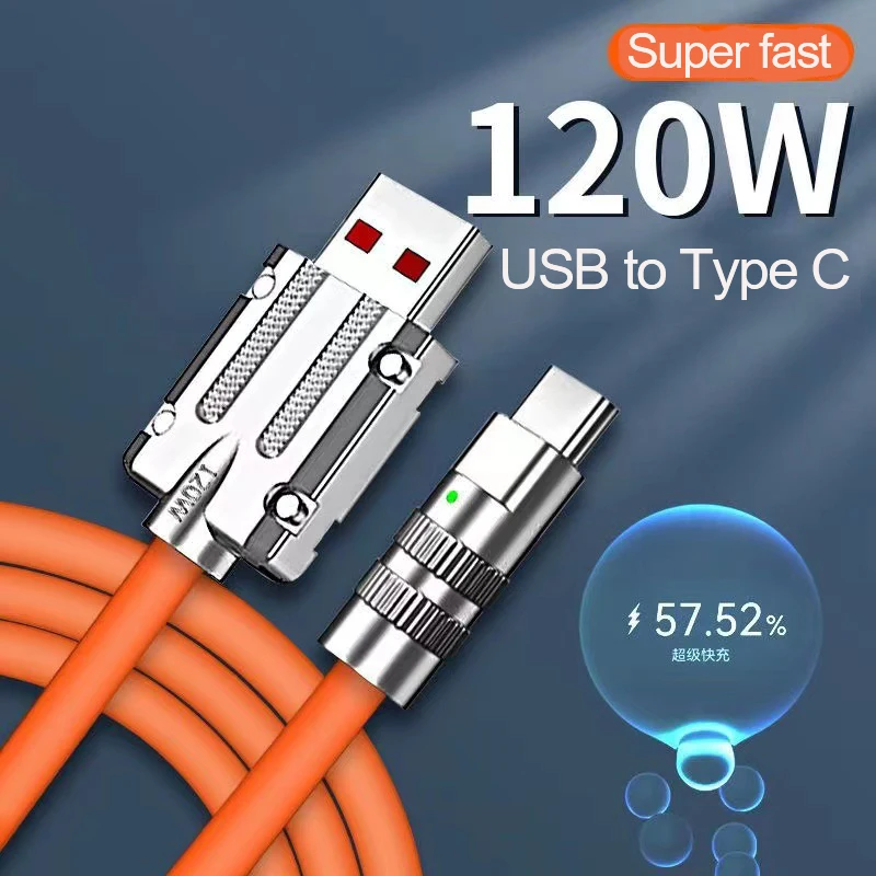 

120W 6A USB Type C Cable Mobile Phone Cable Fast Charging For Samsung Xiaomi 12 13 Huawei Poco USB C Cable Data Cord 1m 1.5m 2m