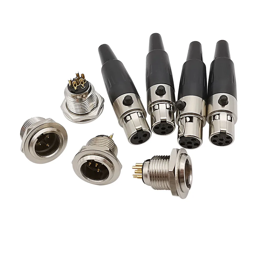 1 пара мини XLR 3/4/5/6 контактный штекер женский аудио разъем для микрофона разъемы