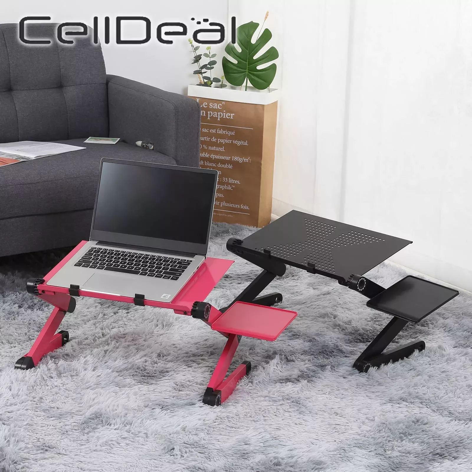 

Adjustable Laptop Desk Stand Aluminum Laptop Computer Table Ergonomic Portable Vented TV Bed Laptop Stand with Mouse Pad