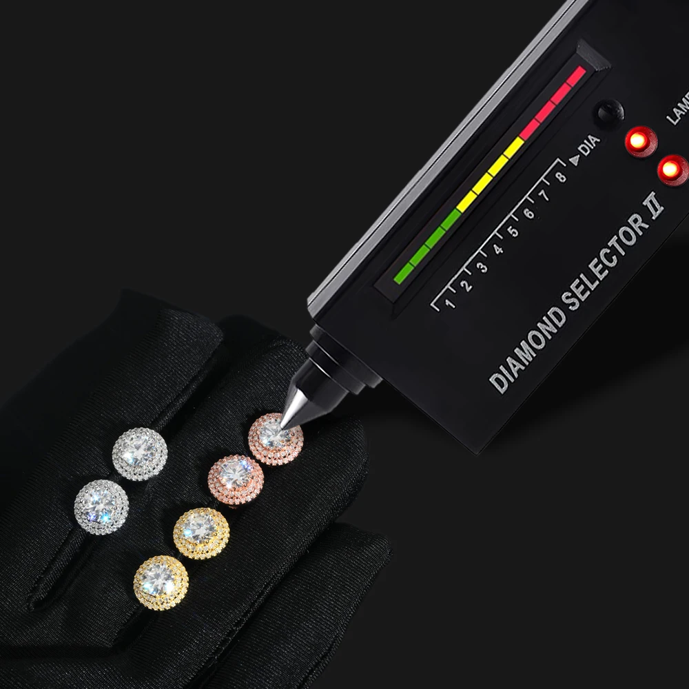Фото Серьги Blingminer 11 мм с круглыми бриллиантами VVS из муассанита для мужчин и женщин, серебряные серьги-гвоздики S925, ювелирные изделия, прошедшие проверку на подлинность бриллиантов, GRA, бесплатная доставка №3