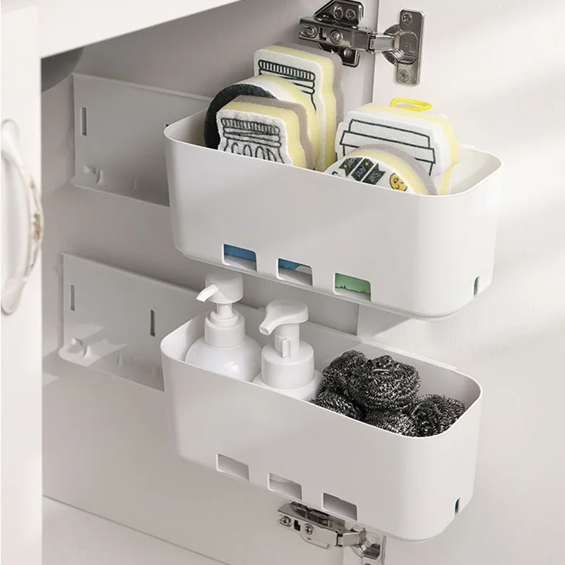 

Kitchen Cabinet Retractable Drawer Style Rack Multi-Functional Punch-Free Gap Pull-out Storage Box Storage Rack