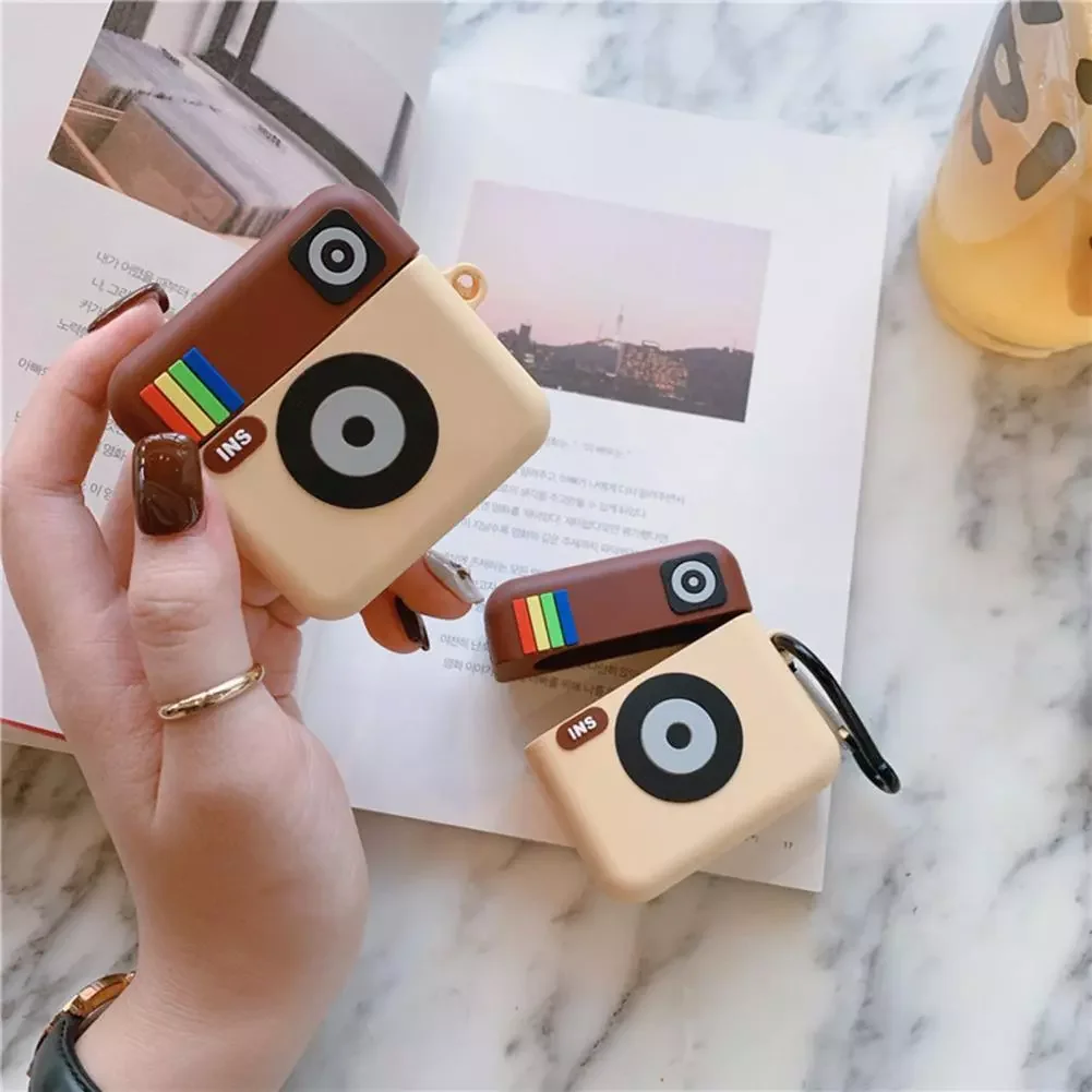 

Cartoon Camera Shape Anti-fall Earphone Protective Cover Silicone Case Protector for AirPods 1/2/3