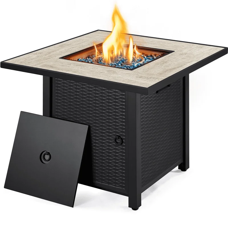 

Gas Fire Pit Table with Ceramic Tabletop for Outdoor, Black Charcoal grill cover Funda barbacoa exterior мангал Funda para