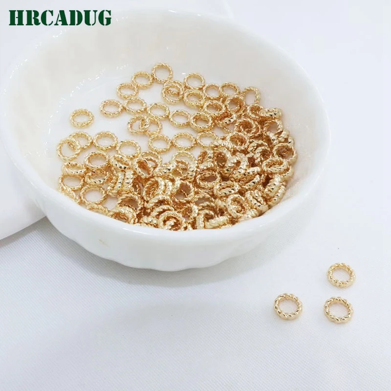 Wholesale 5.7mm Close Ring 18K Gold-Plated Twist Jump Rings DIY Handmade Jewelry Making Accessories Supplies Component Findings