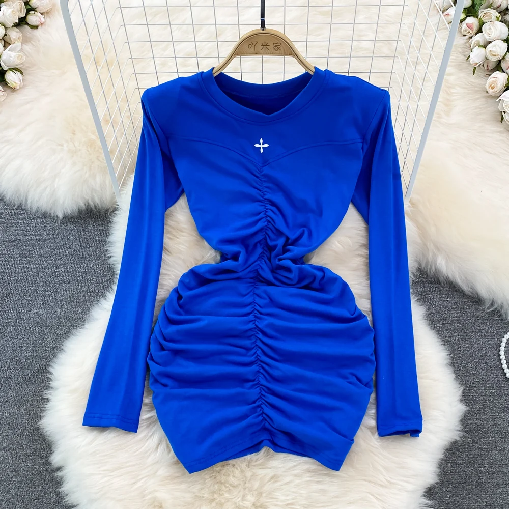 

Женское Повседневное платье с круглым вырезом, длинным рукавом