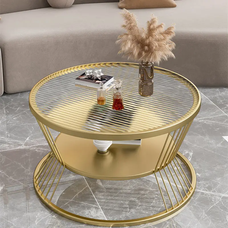 

Nordic tea table living room home simple small apartment creative round tea table light luxury net red art glass tea table