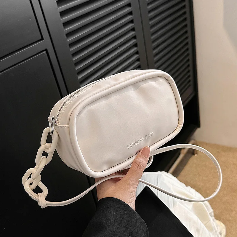 Trendy Pink Small Square Bag 2023 New All-matching High Quality Leather Shoulder Bag Fashion Design Minimalist Messenger Bag
