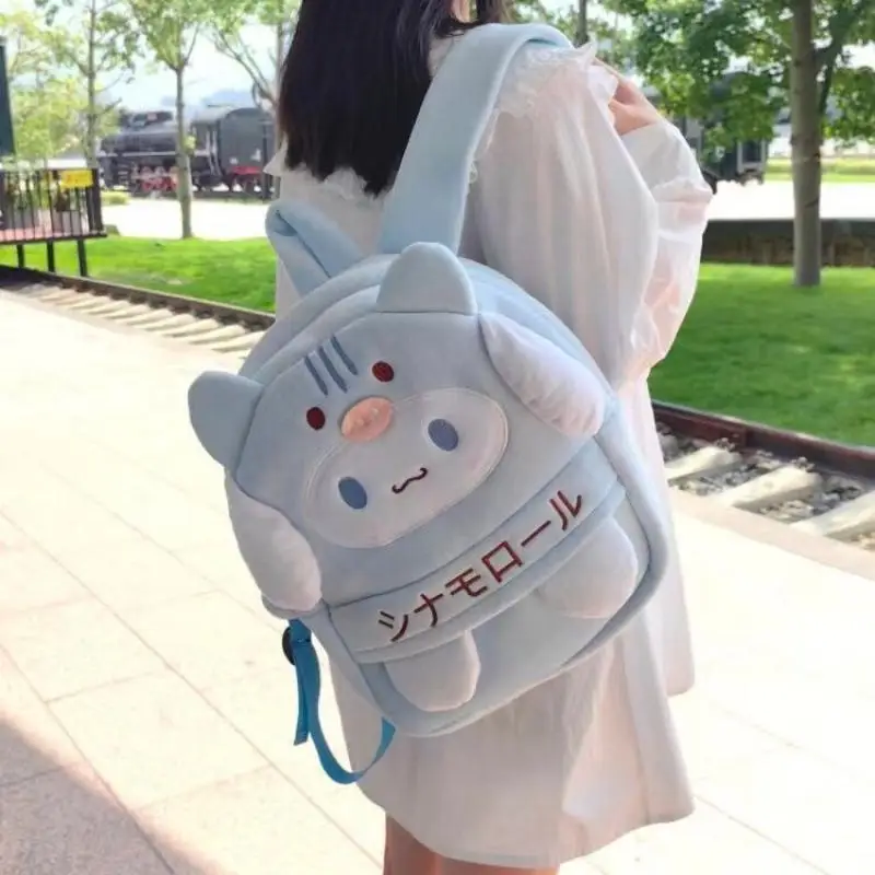 

Новый милый школьный рюкзак Sanrio Cinnamoroll с мультипликационным рисунком, плюшевый рюкзак для девочек, вместительный рюкзак, рождественские подарки для детей