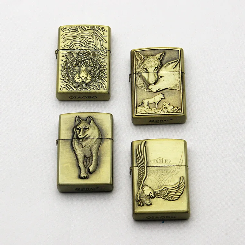 

Bronze kerosene lighter wolf, tiger, eagle bronze oil machine manufacturer direct sales wholesale