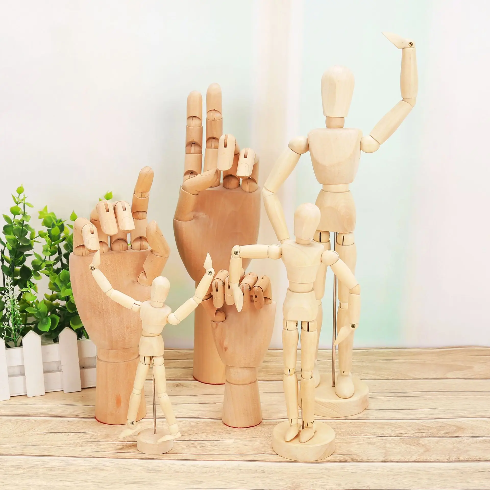Wooden Hand Model Hand Figurines Rotatable Joint Drawing Sketch Mannequin Miniatures Office Home Desktop Room ​Decoration