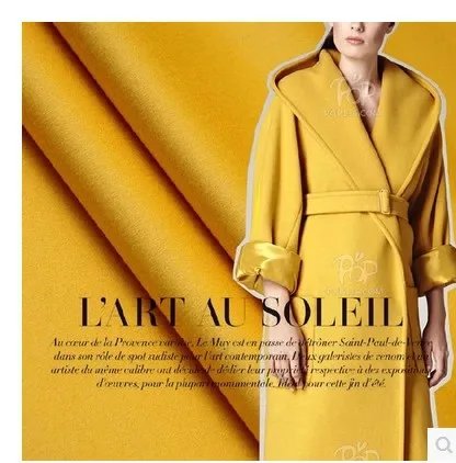 

Bright yellow double - sided cashmere double - layer wool fabric thickened coat cashmere wool fabric wholesale cashmere cloth
