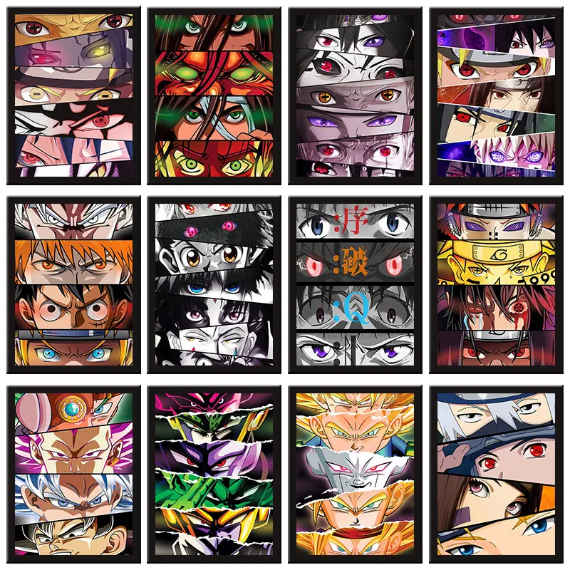 Japanese Anime Peripherals Oil Painting Dragon Ball One Piece Naruto Hunter Eye Mural Wall Art Picture Decoration Gift 40x50cm