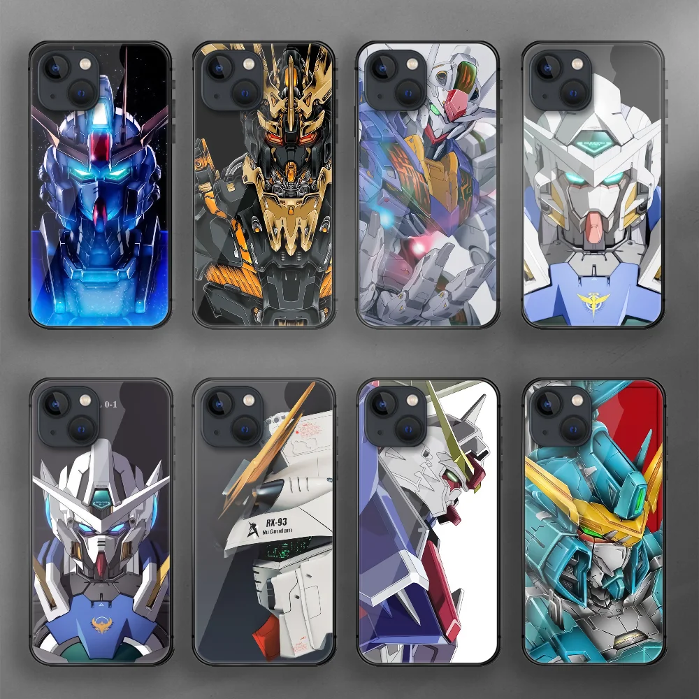 

Gundam Mecha Shockproof Japan Tempered Glass Phone Case Cover For Iphone 7 8 11 12 13 14 Pro Max Plus Mini 6s X XS XR SE Black