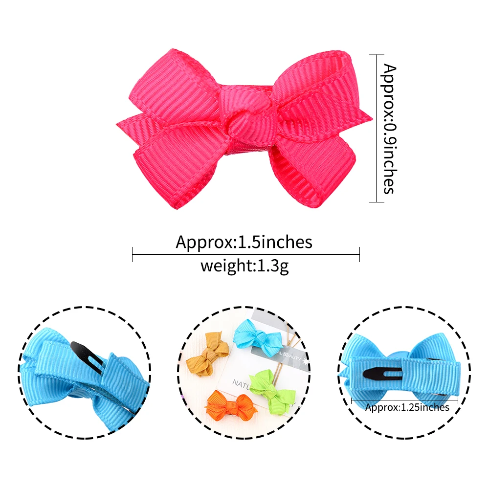 25Pcs/lots Mini Solid Hair Bows With Clip For Cute Girls Clips Boutique Hairpins Barrettes Headwear Kids Accessories - купить по